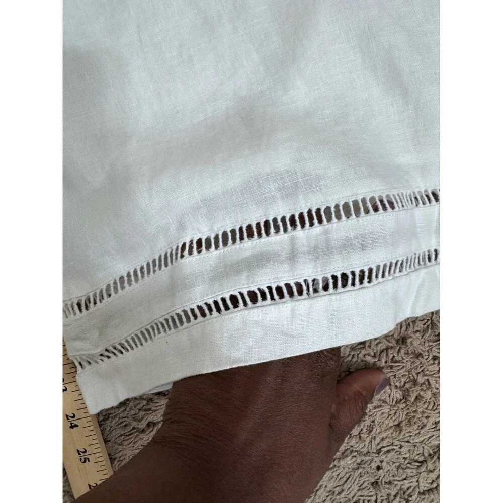 NWT Banana Republic White Linen Wide-Leg Cropped Pants Lace Hem size 20 Summer